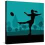 Woman Rugby Silhouette in Countryside Nature Illustration Vector-Kristaps Eberlins-Stretched Canvas