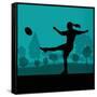 Woman Rugby Silhouette in Countryside Nature Illustration Vector-Kristaps Eberlins-Framed Stretched Canvas