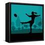 Woman Rugby Silhouette in Countryside Nature Illustration Vector-Kristaps Eberlins-Framed Stretched Canvas