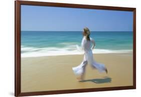 Woman Running Along Beach, Kovalam, Kerala State, India-Gavin Hellier-Framed Photographic Print