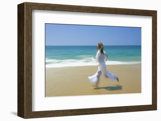 Woman Running Along Beach, Kovalam, Kerala State, India-Gavin Hellier-Framed Photographic Print