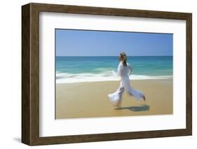 Woman Running Along Beach, Kovalam, Kerala State, India-Gavin Hellier-Framed Photographic Print