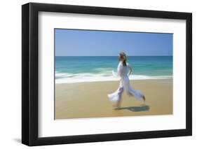 Woman Running Along Beach, Kovalam, Kerala State, India-Gavin Hellier-Framed Photographic Print