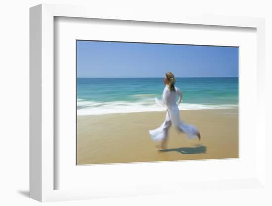 Woman Running Along Beach, Kovalam, Kerala State, India-Gavin Hellier-Framed Photographic Print