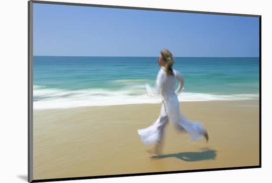 Woman Running Along Beach, Kovalam, Kerala State, India-Gavin Hellier-Mounted Photographic Print