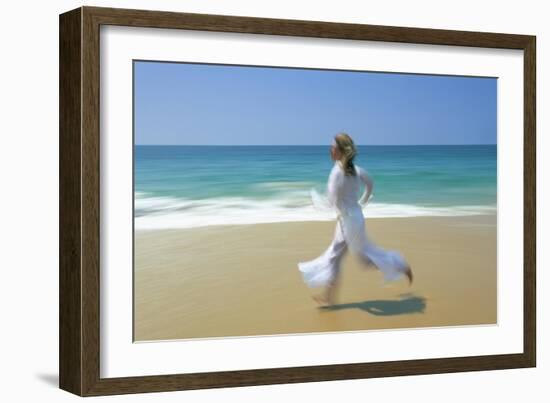 Woman Running Along Beach, Kovalam, Kerala State, India-Gavin Hellier-Framed Photographic Print