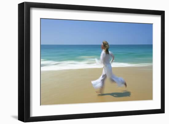 Woman Running Along Beach, Kovalam, Kerala State, India-Gavin Hellier-Framed Photographic Print