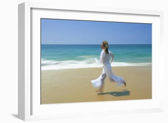 Woman Running Along Beach, Kovalam, Kerala State, India-Gavin Hellier-Framed Photographic Print