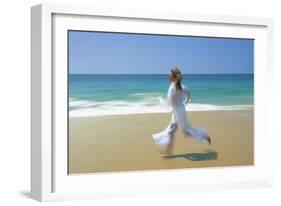 Woman Running Along Beach, Kovalam, Kerala State, India-Gavin Hellier-Framed Photographic Print