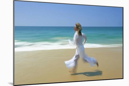 Woman Running Along Beach, Kovalam, Kerala State, India-Gavin Hellier-Mounted Photographic Print