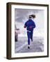 Woman Running During a Snow Storm-null-Framed Photographic Print