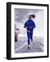 Woman Running During a Snow Storm-null-Framed Photographic Print