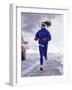 Woman Running During a Snow Storm-null-Framed Photographic Print