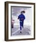 Woman Running During a Snow Storm-null-Framed Photographic Print