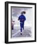 Woman Running During a Snow Storm-null-Framed Photographic Print