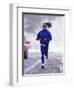 Woman Running During a Snow Storm-null-Framed Photographic Print