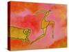 Woman Running from a Ram-Marie Bertrand-Stretched Canvas