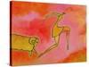 Woman Running from a Ram-Marie Bertrand-Stretched Canvas