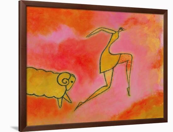 Woman Running from a Ram-Marie Bertrand-Framed Giclee Print