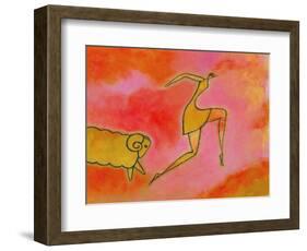 Woman Running from a Ram-Marie Bertrand-Framed Giclee Print