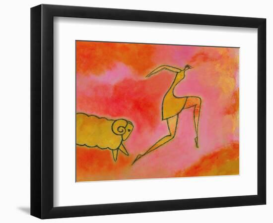 Woman Running from a Ram-Marie Bertrand-Framed Giclee Print