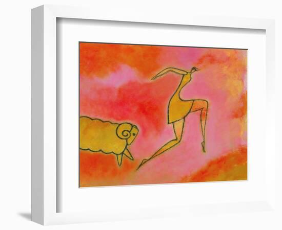 Woman Running from a Ram-Marie Bertrand-Framed Giclee Print