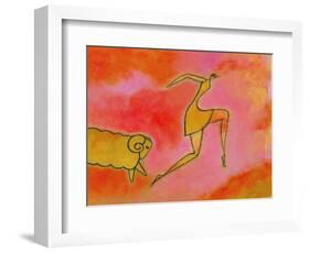 Woman Running from a Ram-Marie Bertrand-Framed Giclee Print