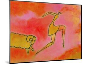 Woman Running from a Ram-Marie Bertrand-Mounted Giclee Print