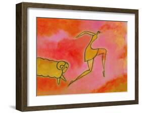 Woman Running from a Ram-Marie Bertrand-Framed Giclee Print