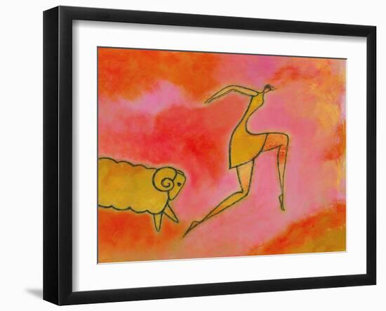 Woman Running from a Ram-Marie Bertrand-Framed Giclee Print