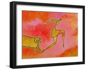 Woman Running from a Ram-Marie Bertrand-Framed Giclee Print