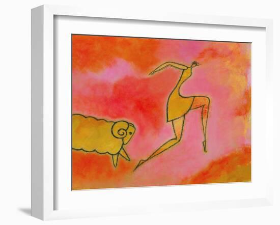 Woman Running from a Ram-Marie Bertrand-Framed Giclee Print