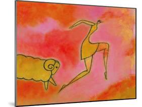 Woman Running from a Ram-Marie Bertrand-Mounted Giclee Print