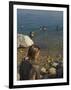 Woman's Back Covered with Mud and People Floating in the Sea in Background, Dead Sea, Israel-Eitan Simanor-Framed Photographic Print