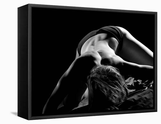 Woman's Back on Black Background-Antonino Barbagallo-Framed Stretched Canvas
