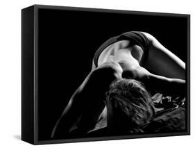 Woman's Back on Black Background-Antonino Barbagallo-Framed Stretched Canvas