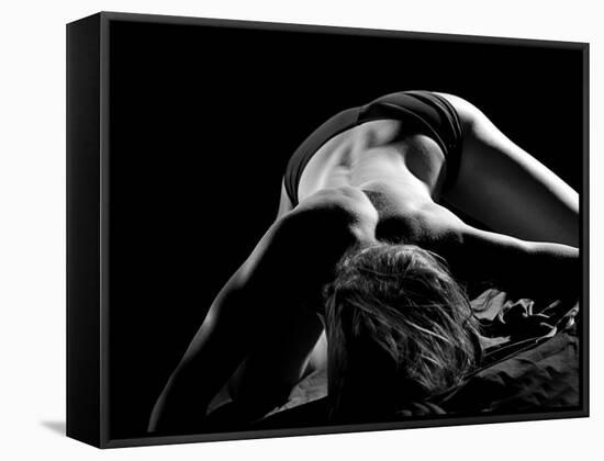 Woman's Back on Black Background-Antonino Barbagallo-Framed Stretched Canvas