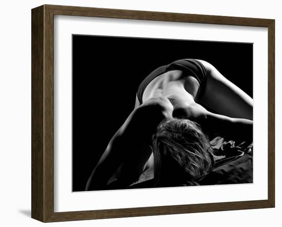 Woman's Back on Black Background-Antonino Barbagallo-Framed Photographic Print