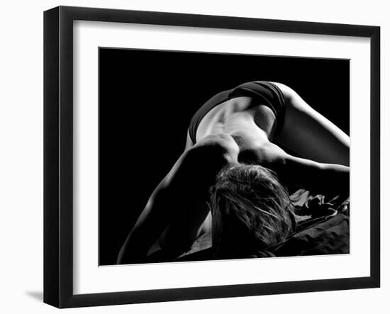 Woman's Back on Black Background-Antonino Barbagallo-Framed Photographic Print