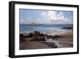 Woman's Bathing Beach, 1876-Emmanuel Lansyer-Framed Premium Giclee Print