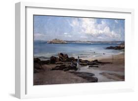 Woman's Bathing Beach, 1876-Emmanuel Lansyer-Framed Premium Giclee Print