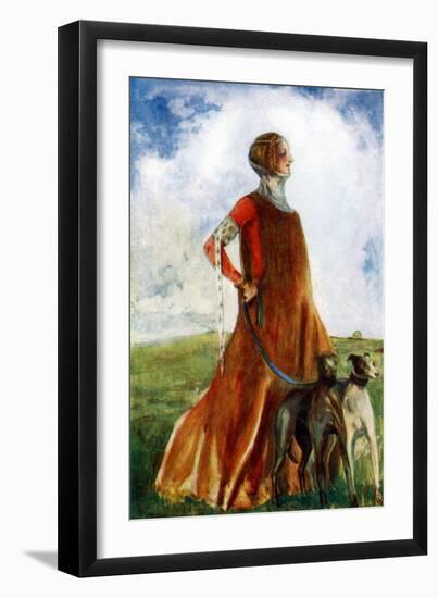 Woman 's costume in reign of Edward III-Dion Clayton Calthrop-Framed Giclee Print