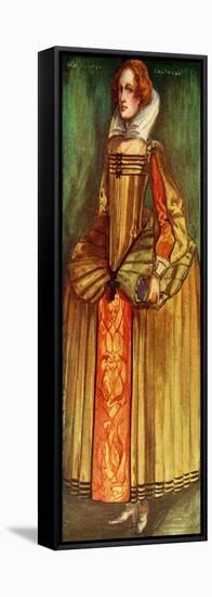 Woman 's costume in reign of Elizabeth I (1558-1603)-Dion Clayton Calthrop-Framed Stretched Canvas