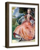 Woman 's costume in reign of George I (1714-1727)-Dion Clayton Calthrop-Framed Giclee Print