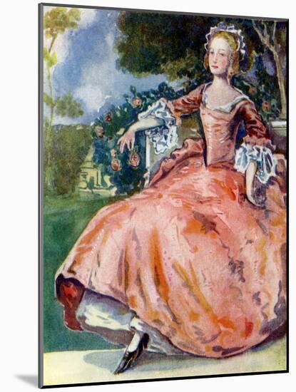 Woman 's costume in reign of George I (1714-1727)-Dion Clayton Calthrop-Mounted Giclee Print