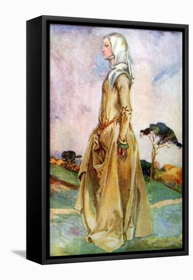 Woman 's costume in reign of Henry II (1154 -1189)-Dion Clayton Calthrop-Framed Stretched Canvas
