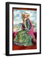 Woman 's costume in reign of Henry V (1413 -1422)-Dion Clayton Calthrop-Framed Giclee Print