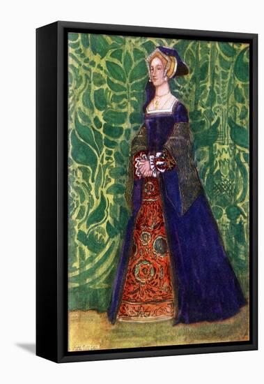 Woman 's costume in reign of Henry VIII (1509-1547)-Dion Clayton Calthrop-Framed Stretched Canvas