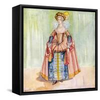 Woman 's costume in reign of James I (1603-1625)-Dion Clayton Calthrop-Framed Stretched Canvas