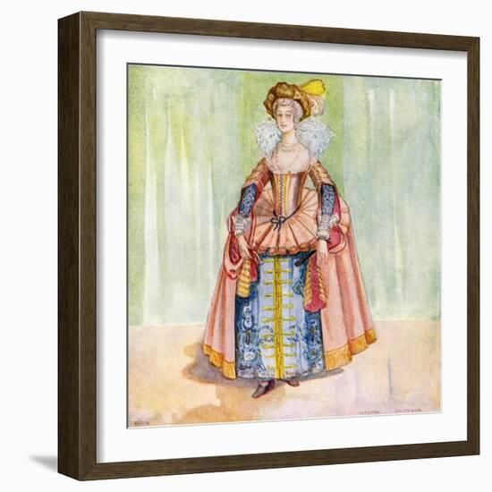 Woman 's costume in reign of James I (1603-1625)-Dion Clayton Calthrop-Framed Giclee Print